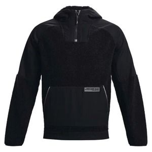 Under Armour UA Black Sherpa Mission Boucle Anorak Pullover Hoodie Mens XL NEW